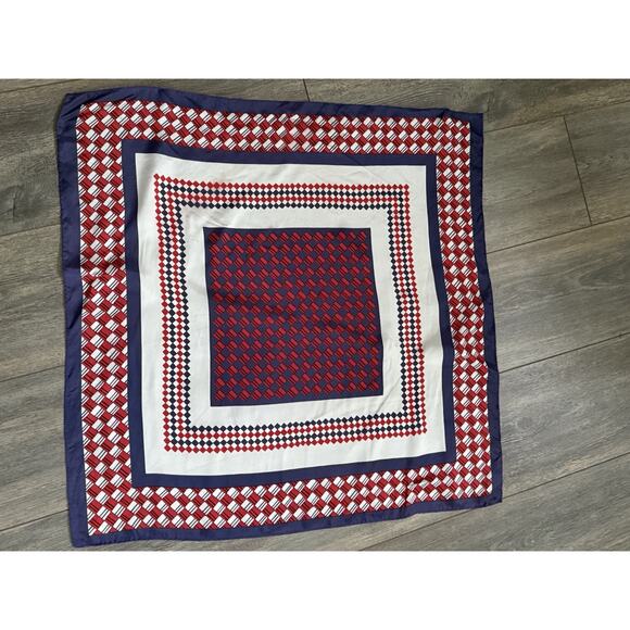 Vtg. Scarf Square Geometric 24” Color Block Career Multi-functional Art Deco MCM - Picture 1 of 5